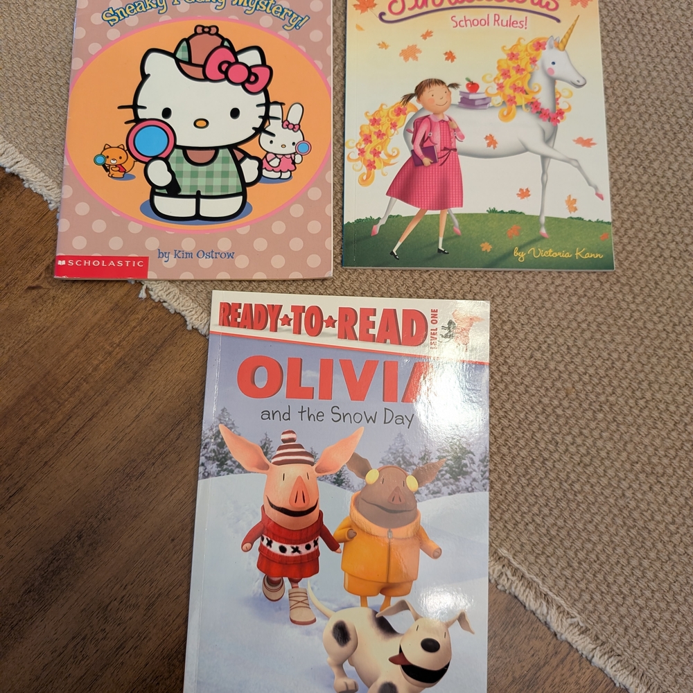 Lot Of 3 Level 1 Books For Girls - Hello Kitty, Olivia, Pinkalicious
